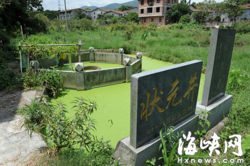 延寿村的一片荒地中有一个半月形的水池，状元井就坐落其中